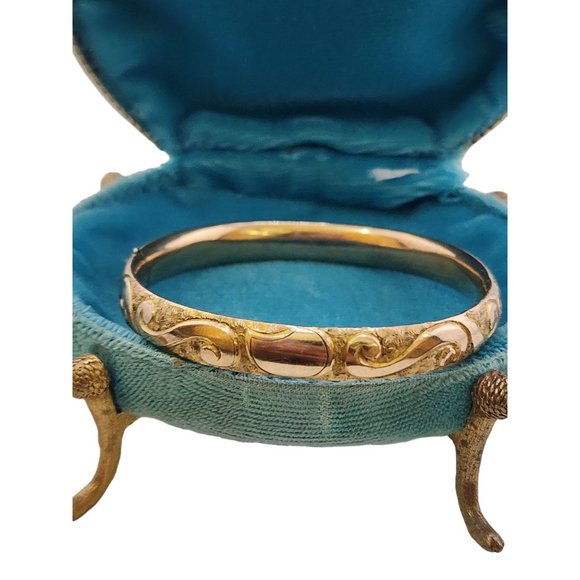 Antique Gold Filled Scalloped Design Bangle Bracelet Marked JJS 1/20th (A3525) - Picture 2 of 8